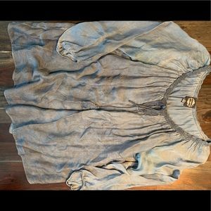 Lined silk blouse tie front